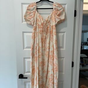 Floral Maxi Dress in Cream and Orange